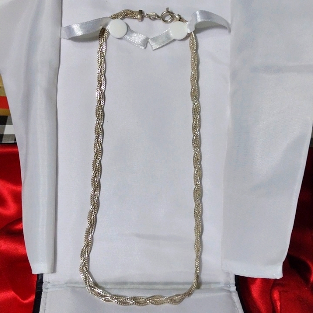 .925 Sterling Silver 18" Braided Chain 10.18grams - Picture 6 of 11